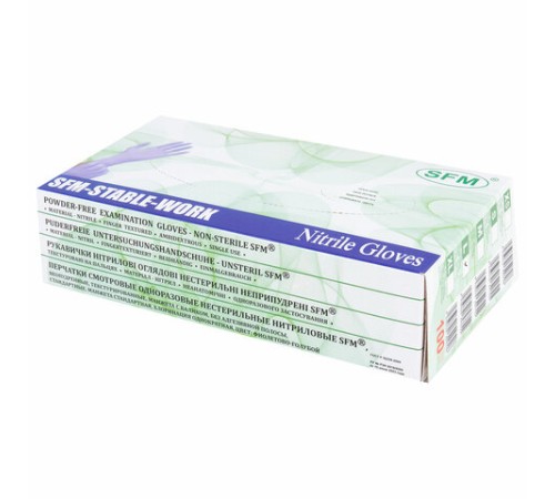Перчатки нитриловые смотровые SFM Stable-Work/SUPERSOFT N 135, Германия, 50 пар (100 штук), размер 8-9, L (большой)