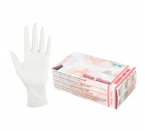 Перчатки латексные смотровые SFM Grip-Surface/ L 254 SC, Германия, 50 пар (100 штук), размер 8-9, L (большой)