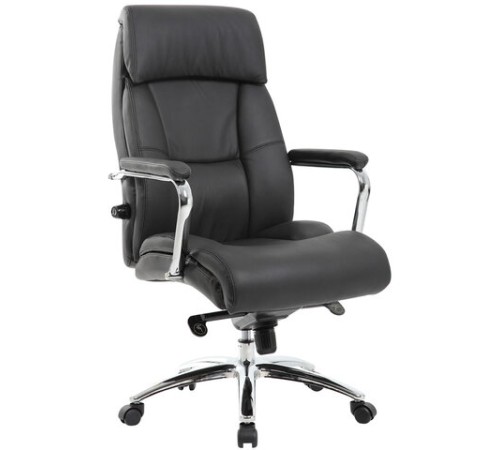 Кресло из натуральной кожи BRABIX PREMIUM "Phaeton EX-502", хром, черное, 530882