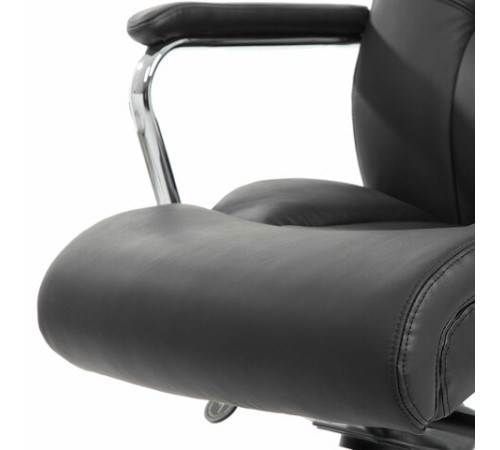 Кресло из натуральной кожи BRABIX PREMIUM "Phaeton EX-502", хром, черное, 530882