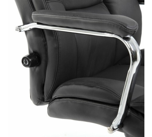 Кресло из натуральной кожи BRABIX PREMIUM "Phaeton EX-502", хром, черное, 530882