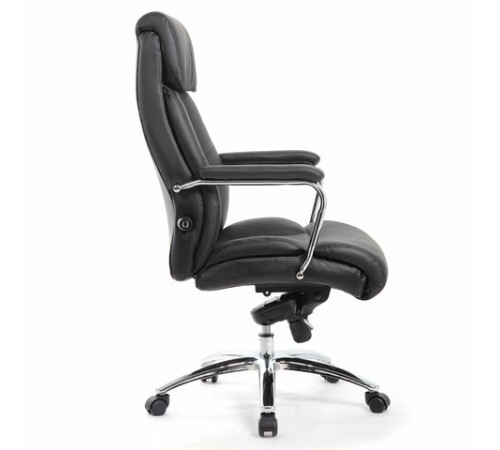 Кресло из натуральной кожи BRABIX PREMIUM "Phaeton EX-502", хром, черное, 530882