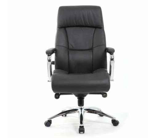 Кресло из натуральной кожи BRABIX PREMIUM "Phaeton EX-502", хром, черное, 530882