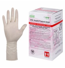 Перчатки латексные стерильные хирургические, КОМПЛЕКТ 50 пар (100 штук), Германия, размер 6,5, S (малый), SFM