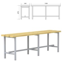 Скамья деревянная на металлокаркасе П-13Д(1500) (1500х340х475 мм)