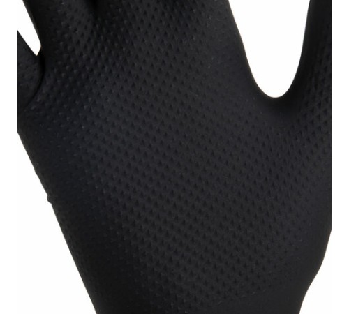 Перчатки нитриловые сверхпрочные с текстурой SFM MEGA TEX BLACK, Германия, 25 пар (50 штук), размер 6-7, S (малый)