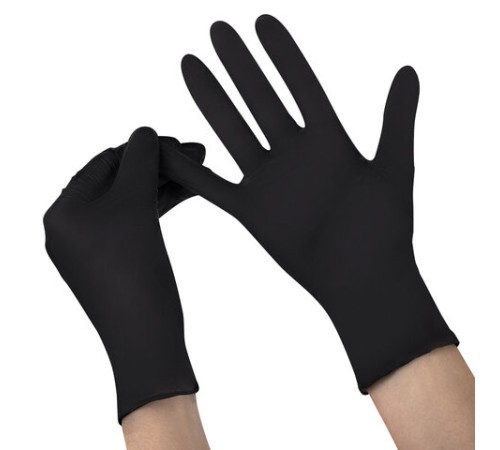 Перчатки нитриловые смотровые SFM Supersoft N136, Германия, 100 пар (200 штук), размер 6-7, S (малый), черные