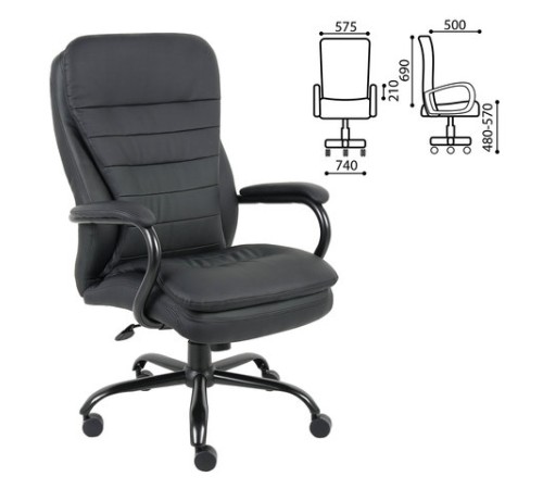 Кресло офисное BRABIX PREMIUM "Heavy Duty HD-001", усиленное, НАГРУЗКА до 200 кг, экокожа, 531015