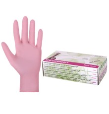 Перчатки нитриловые смотровые SFM Supersoft PINK, Германия, 100 пар (200 штук), размер 9-10, L (большой), розовые