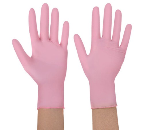 Перчатки нитриловые смотровые SFM Supersoft PINK, Германия, 100 пар (200 штук), размер 9-10, L (большой), розовые