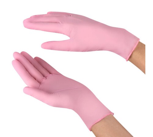 Перчатки нитриловые смотровые SFM Supersoft PINK, Германия, 100 пар (200 штук), размер 9-10, L (большой), розовые
