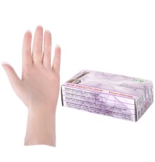 Перчатки виниловые смотровые 50 пар (100 штук), размер 9-10, XL (очень большой), прозрачные, SFM, Германия