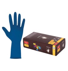 Перчатки латексные смотровые 25 пар (50 штук), размер 8-9, L (большой), синие, SAFE&CARE High Risk DL/TL210