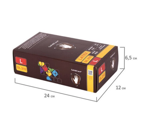 Перчатки латексные смотровые 25 пар (50 штук), размер 8-9, L (большой), синие, SAFE&CARE High Risk DL/TL210