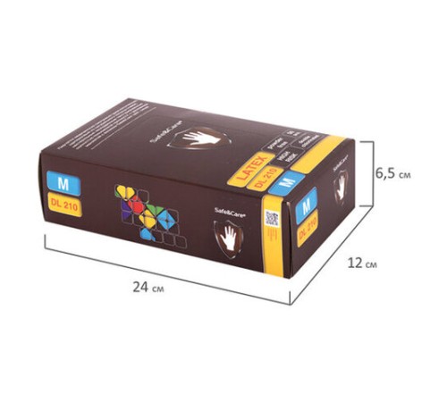 Перчатки латексные смотровые 25 пар (50 штук), размер 7-8, M (средний), синие, SAFE&CARE High Risk DL/TL210