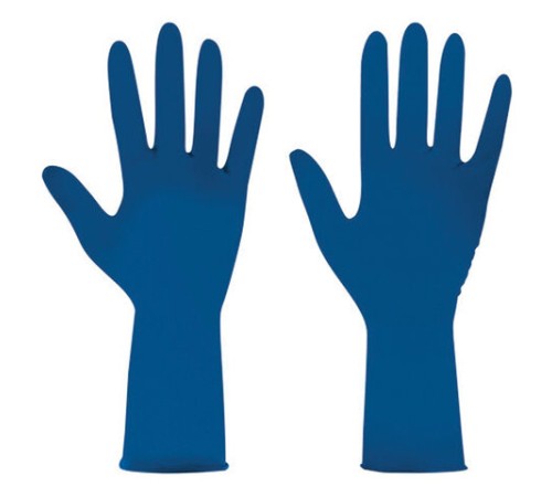 Перчатки латексные смотровые 25 пар (50 штук), размер 7-8, M (средний), синие, SAFE&CARE High Risk DL/TL210