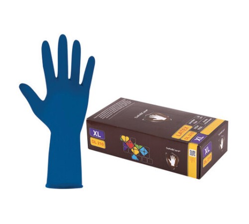 Перчатки латексные смотровые 25 пар (50 штук), размер 9-10, XL (очень большой), синие, SAFE&CARE High Risk DL/TL210