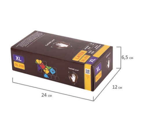 Перчатки латексные смотровые 25 пар (50 штук), размер 9-10, XL (очень большой), синие, SAFE&CARE High Risk DL/TL210