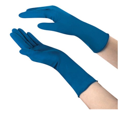 Перчатки латексные смотровые 25 пар (50 штук), размер 9-10, XL (очень большой), синие, SAFE&CARE High Risk DL/TL210