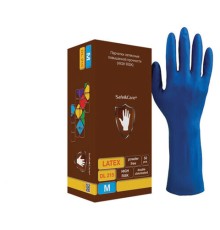 Перчатки латексные смотровые 25 пар (50 штук), размер 7-8, M (средний), повышенной прочности, SAFE&CARE High Risk DL215