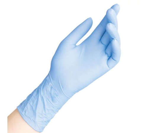Перчатки нитриловые смотровые 50 пар (100 шт.), размер L (большой), голубые, SAFE&CARE ZN302, ЧЗ