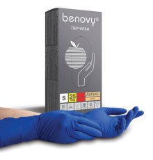 Перчатки латексные смотровые 25 пар (50 штук), прочные, размер 6-7, S (малый), BENOVY High Risk