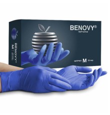 Перчатки нитриловые смотровые 50 пар (100 штук), размер 7-8, M (средний), сиреневые, BENOVY MultiColor
