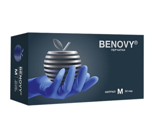 Перчатки нитриловые смотровые 50 пар (100 штук), размер 7-8, M (средний), сиреневые, BENOVY MultiColor