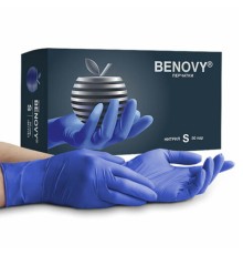 Перчатки нитриловые смотровые 50 пар (100 штук), размер 6-7, S (малый), сиреневые, BENOVY MultiColor