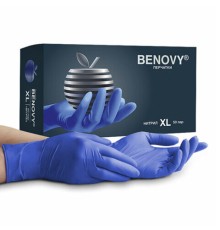 Перчатки нитриловые смотровые 50 пар (100 штук), размер 9-10, XL (очень большой), сиреневые, BENOVY MultiColor