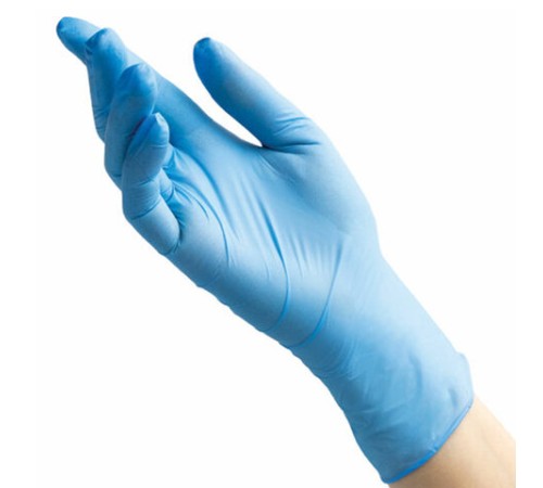 Перчатки нитриловые смотровые 100 пар (200 штук), размер 8-9, L (большой), голубые, BENOVY Nitrile Chlorinated, К