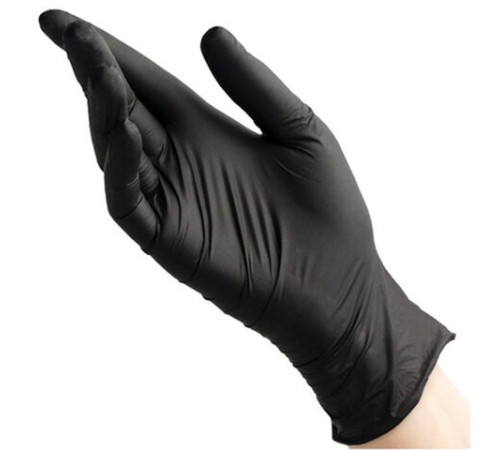 Перчатки нитриловые смотровые 50 пар (100 штук), размер 8-9, L (большой), черные, BENOVY Nitrile Chlorinated, М