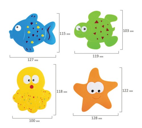 Мини-коврик для ванной набор 8 штук, АССОРТИ, BRAUBERG KIDS, картонная коробка, 665186