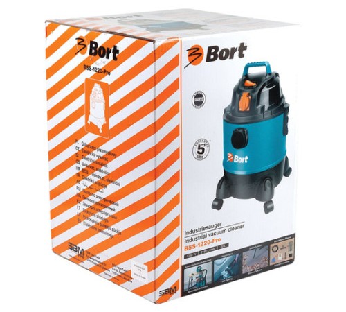 Пылесос хозяйственный BORT BSS-1220-Pro, 1250 Вт, сухая/влажная уборка, сила всасывания 250 Вт, бак 20 л, 98291797