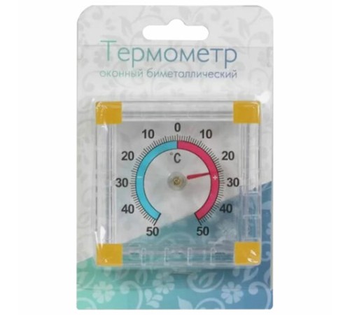 Термометр оконный биметаллический, крепление на липучку, диапазон от -50 до +50 °C, ПТЗ, ТББ