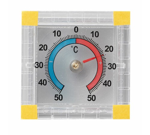 Термометр оконный биметаллический, крепление на липучку, диапазон от -50 до +50 °C, ПТЗ, ТББ