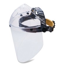 Щиток защитный лицевой РОСОМЗ НБТ2 Визион Titan, экран из поликарбоната 220х385 мм, толщиной 2мм, ударопрочный козырек, наголовное крепление, 424390