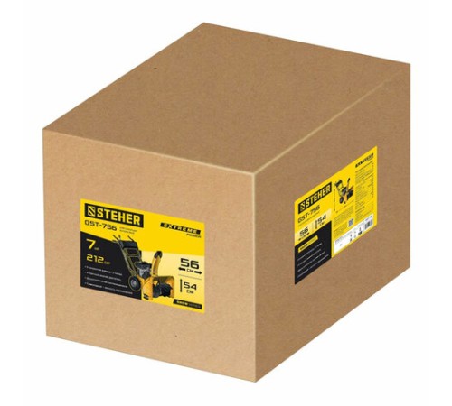 Бензиновый снегоуборщик STEHER GST-756, 5150 Вт, 4-тактный, 7 л.с., объем двигателя 212 см3, GST-756