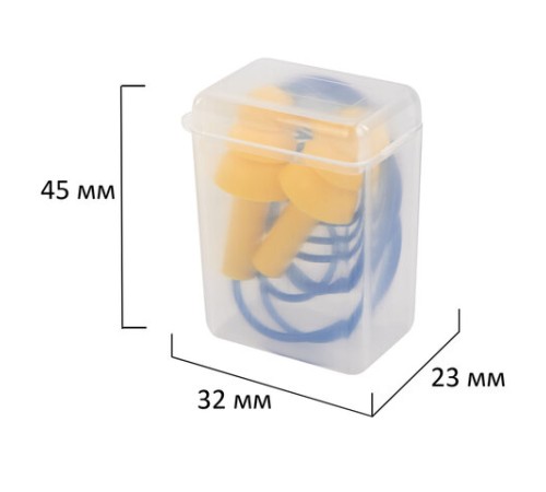 Беруши многоразовые силиконовые со шнурком, 1 пара в контейнере, SNR 37 дБ, RABBITEX, 671317