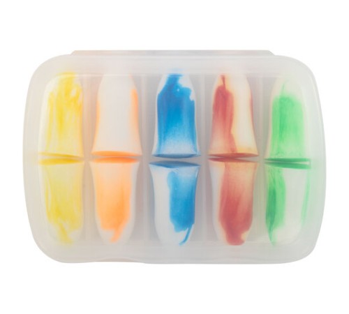 Беруши одноразовые пенополиуретановые двухцветные, КОМПЛЕКТ 5 пар в контейнере, RABBITEX (РАББИТЕКС), 671318