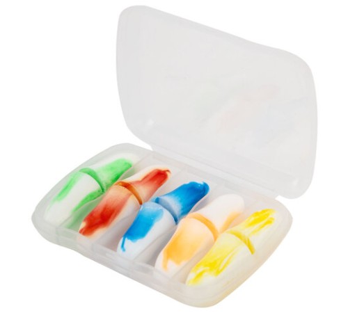 Беруши одноразовые пенополиуретановые двухцветные, КОМПЛЕКТ 5 пар в контейнере, RABBITEX (РАББИТЕКС), 671318