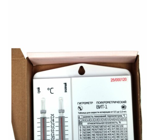 Гигрометр психрометрический ВИТ-1 с поверкой РФ, диапазон: от 0 до +25 °С, ПТЗ