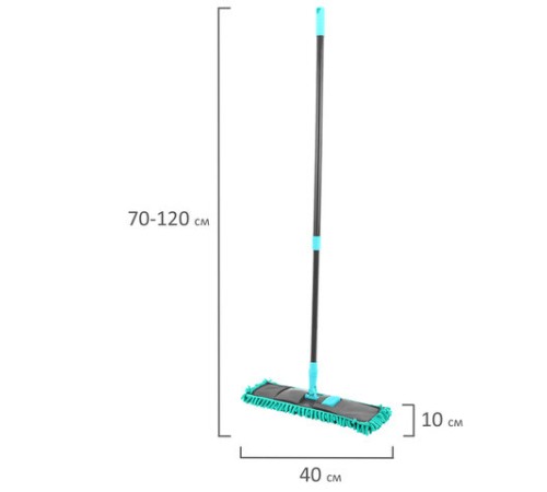 Швабра КОМПЛЕКТ флаундер 40 см + МОП синель (ТИП К) + черенок 70-120 см, ЛЮБАША БЮДЖЕТ, 700051