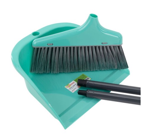 Совок для мусора КОМПЛЕКТ щетка + совок + 2 рукоятки 80 см и 87 см с резьбой, ЛЕНИВКА, ЛЮБАША, 700056