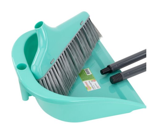Совок для мусора КОМПЛЕКТ щетка + совок + 2 рукоятки 80 см и 87 см с резьбой, ЛЕНИВКА, ЛЮБАША, 700056