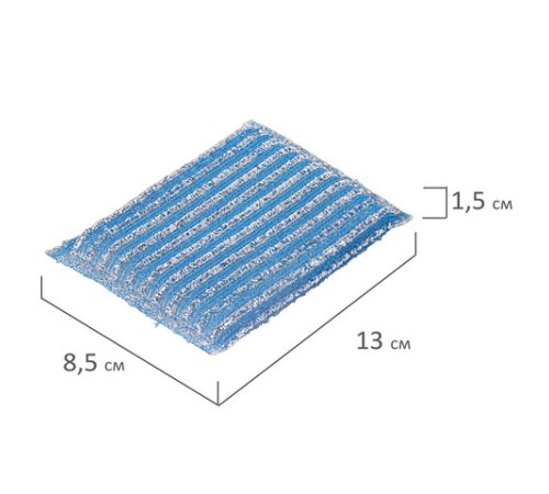 Губка-скрабер 13х8,5х1,5 см, поролон + абразивная оплетка, КОМПЛЕКТ 2 штуки, посуда, уборка, LAIMA, 700057