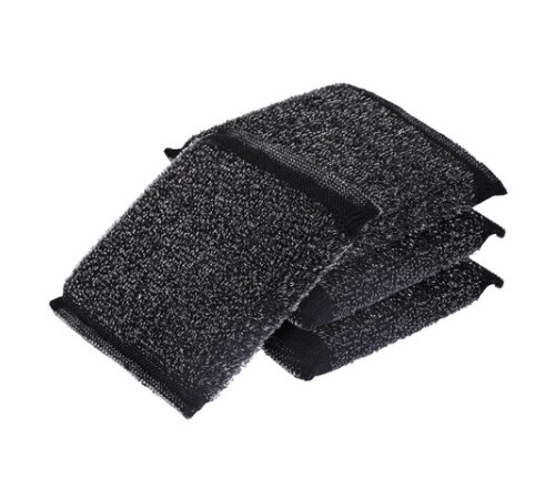 Губка-скрабер 11х10х1,5 см, поролон + металлическая оплетка, КОМПЛЕКТ 4 штуки, посуда, уборка, LAIMA, 700059