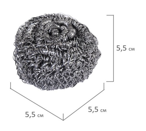 Губка (мочалка) металлическая спиральная 15 г, для посуды, гриля, плиты, LAIMA (ЛАЙМА), 700061