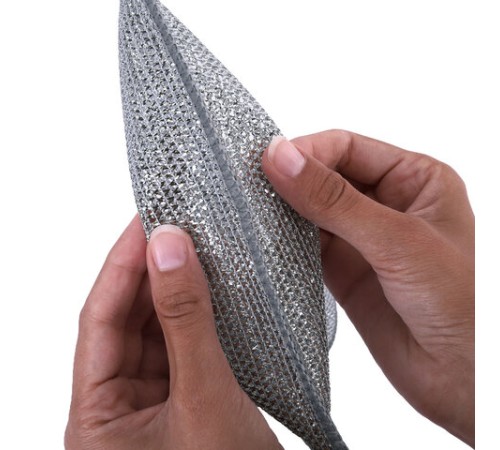 Тряпки-салфетки металлические, сетка-скрабер, 20х20 см, КОМПЛЕКТ 3 штуки, ДВУХСЛОЙНЫЕ, для мытья посуды и уборки, без царапин, LAIMA, 700063