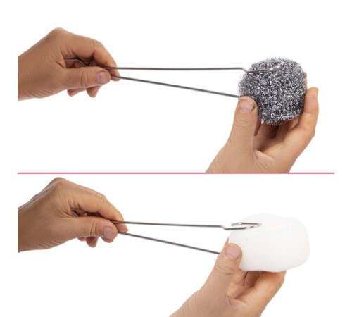 Ершик металлический 32 см кухонный для мытья бутылок и термосов, ДВЕ ГУБКИ в комплекте, LAIMA (ЛАЙМА), 700066